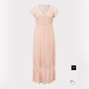 Size 12 Blush Lace Button Front Maxi Dress from Torrid